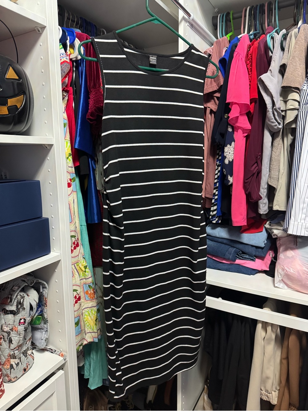 Black & White Striped Sleeveless Shift Dress